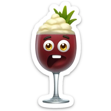 trago chileno llamado terremoto, que tiene granadina, vino blanco y helado de piña en la superficie del vaso. Se toma con bombilla sticker