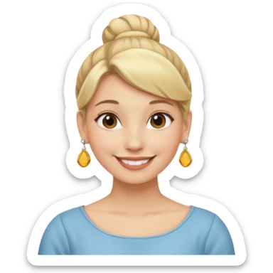 blonde woman with a bun hairstyle and earrings sticker