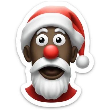 art the clown (terrifier iii in a santa hat, huge white nose with black and white face) sticker