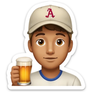 frat boy with a beer sticker