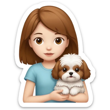 Girl holding shitzu sticker