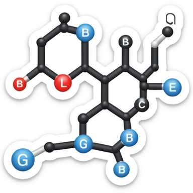 glucose chemical structure with bluetooth icon on the top right as a superscript. sticker