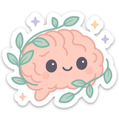 Remove the background so the brain with vine is on a transparent background, keeping the warm, inviting, positive mental health vibe. sticker
