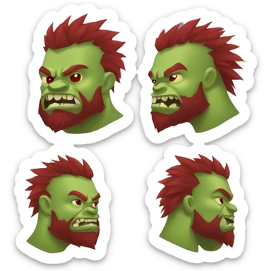 Berserker orc with red beard & red mohican sticker
