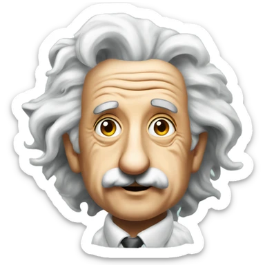 Albert Einstein and unicorn clipart style ghibi style sticker