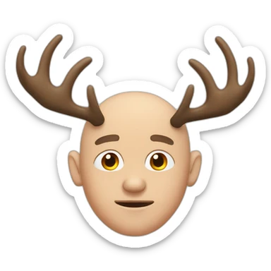 Bald Man brown eyes with Moose antlers sticker