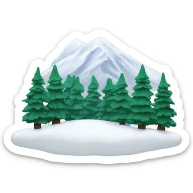 Snowfall on mountain with evergreen trees sticker