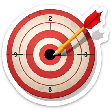 A target or bullseye with a painful face, representing a business pain point sticker