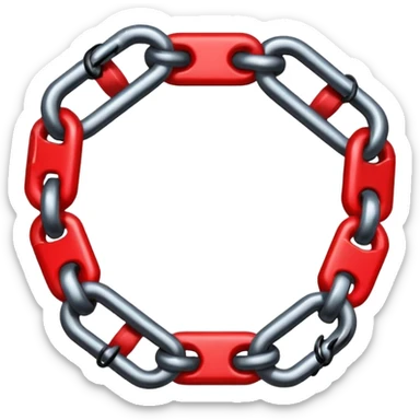 iOS sticker, broken chain, black links, red break, minimal sticker