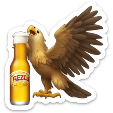 aguila bebiendo cerveza sticker