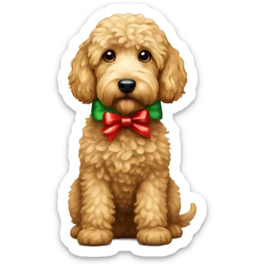 Golden doodle with christmas bow sticker