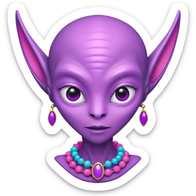 alien living in desert, pink/purple colorful, accessories, just face  sticker