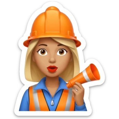 ağzında düdük kafasında huni olan kadın sticker