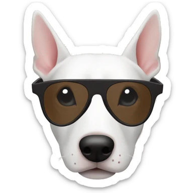 English bullterrier dog white flat sunglasses sticker