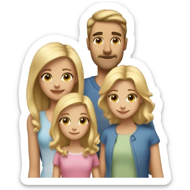 Family of 5, 3 blonde girls, dad with brown hair, mom with longe blonde hair sticker