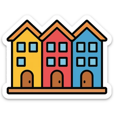 row of townhomes with clean lines sticker