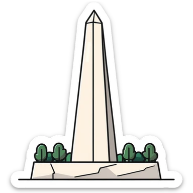 The Obelisk of Buenos Aires, a tall white stone monument with a pointed top, standing alone, iconic landmark of Argentina sticker