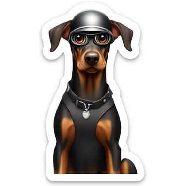 Doberman on motorcycles  sticker