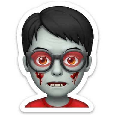 zombie black hair with big red glasses sticker