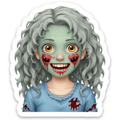 Zumbi garota cabelo ondulado sorrindo com brakets no dente  sticker