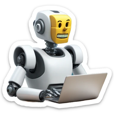 FinTech Robot Calculating Bills In Head sticker