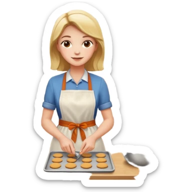 Woman baking fall cookies fall scenery sticker