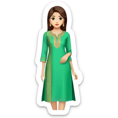 A-line green kurti with mirror work and side slits sticker