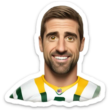 Aaron Rodgers on a beach  sticker