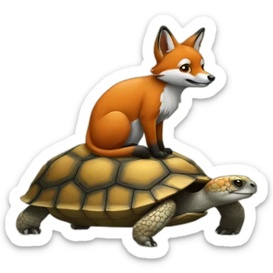 Renard sur tortue sticker