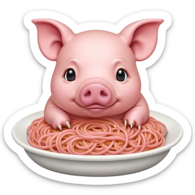   renaissance monalisa pig with pink spaghetti background  sticker