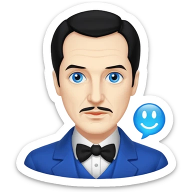 Vincent Price with blue eyes, black hair sticker