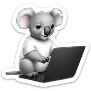 koalas-wearing-square-and-white-tee-working-on-a-black-laptop sticker