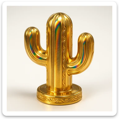 double cactus with rainbow colors, shiny golden highlights, vibrant and eye-catching look sticker