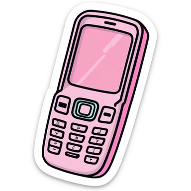 Pink Y2K flip phone with glittery metallic finish and cyber aesthetic sticker