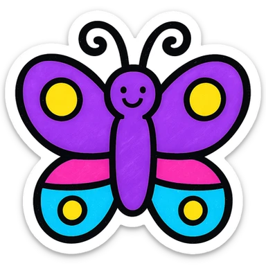 purple butterfly, stylized with soft gradients, modern look sticker