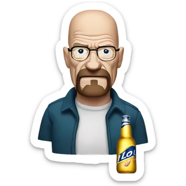 Walter white drinking a miller light sticker