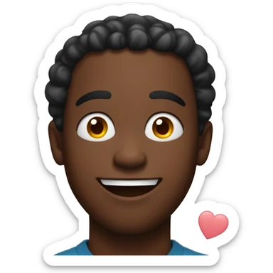 Black man  smiling and rolling his eyes with hearts around his head sticker