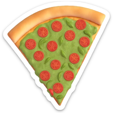 pesto pizza slice, 3d emoji style, cute, detailed sticker