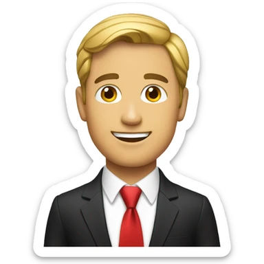 a male news anchor wearing a red tie black suit sticker