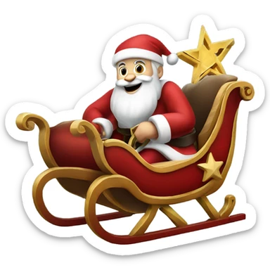 Santa Claus on his sleigh with a Jewish star sticker