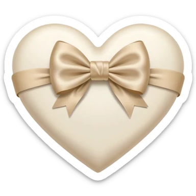 white heart with beige bow sticker