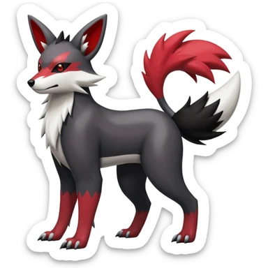 White, black and red Obstagoon-Umbreon-Zangoose-fusion (full body) sticker
