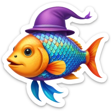 poisson avec chapeau sticker
