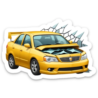 car crashed to a trafic barrier sticker