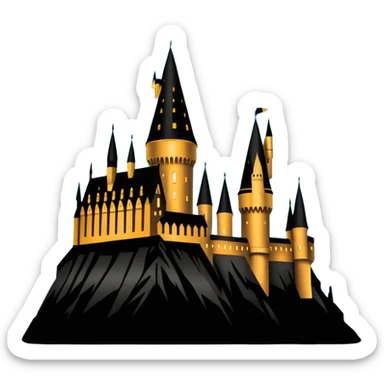 Harry Potter series, Hogwarts castle silhouette with stars, outlined only sticker