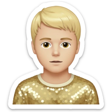 Brady Corbet as Brian Lackey from Mysterious Skin with light skin, golden blonde hair, cream sequin outfit sticker