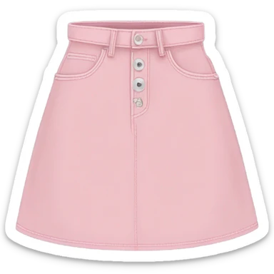 Realistic A-line high waisted pink jean skirt, isolated sticker