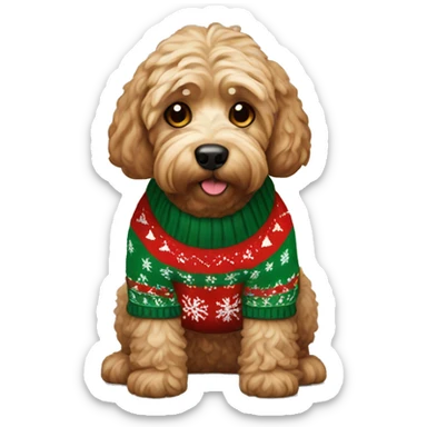 cockapoo with christmas sweater sticker