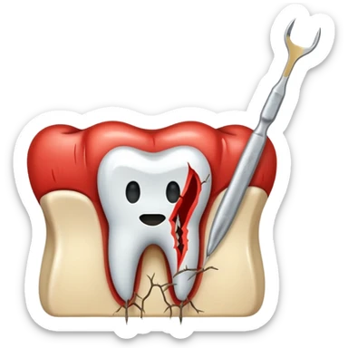 Tooth extracted holded by tweezer sticker