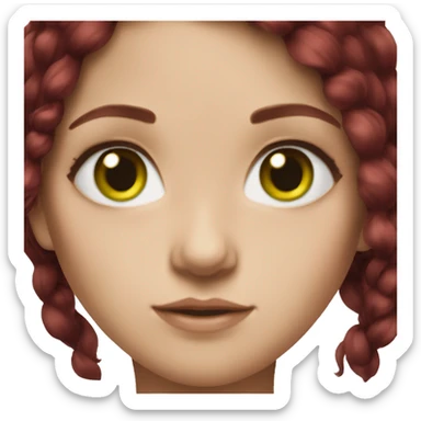 Realistic Slavic girl with burgundy hair and green eyes sticker
